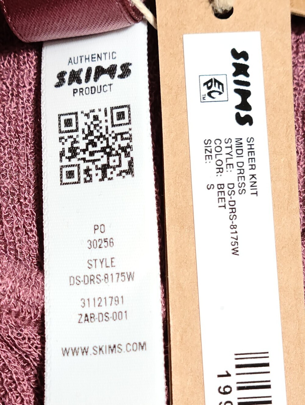 SKIMS Sheer Knit Midi Dress Purple Beet Women Small NEW - Picture 7 of 9